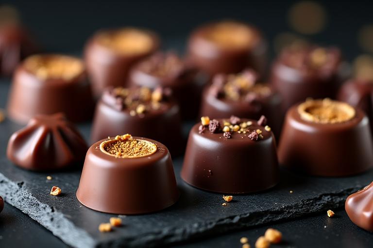 Selezione di praline di cioccolato artigianali.